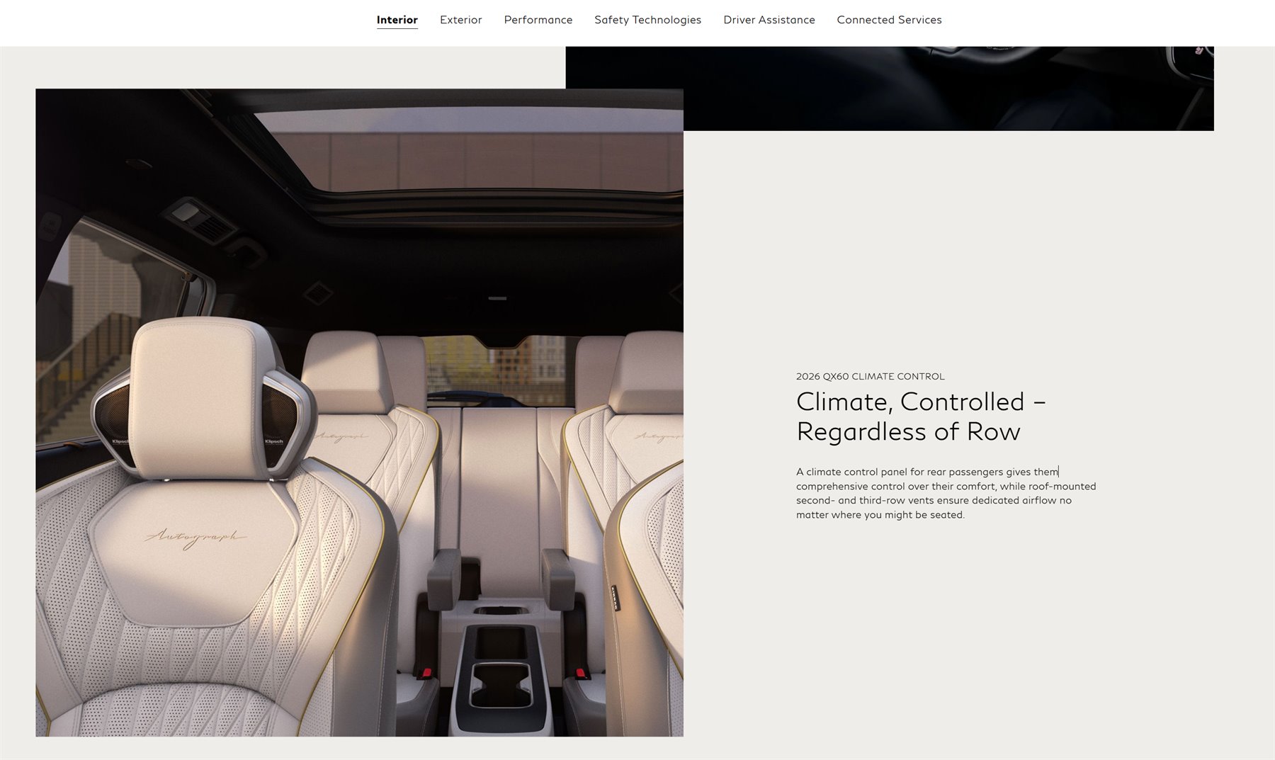 Fourth Infiniti website screenshot using QX60 launch imagery